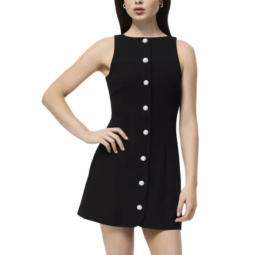 French Connection Women's  Azra Twill  Button Front  Mini Dress Black Size US 10